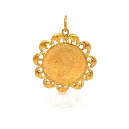 Vintage Floral Coin Pendant | Mustafa Jewellery Singapore