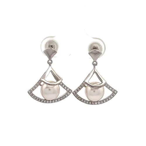 Silver Tranquil Earrings | Mustafa Jewellery Singapore